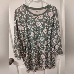 Lands' End Women's Olive and Pink Cotton Shirt Size XL